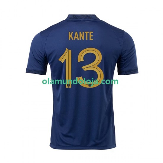 Camisola França Kante 13 Homem Equipamento Primeiro Copa do Mundo 2022 Manga Curta